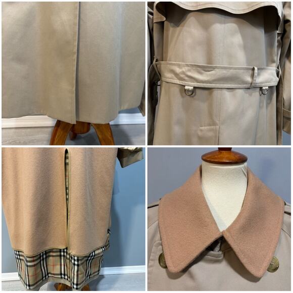 Vintage Burberry Beige, Tan Trench Coat, Removable Wool Liner, Size 42 Long - Picture 15 of 16